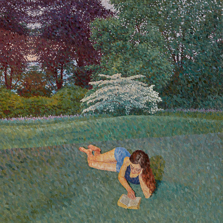 William Wilkins, Girl reading with Landscape, 2019