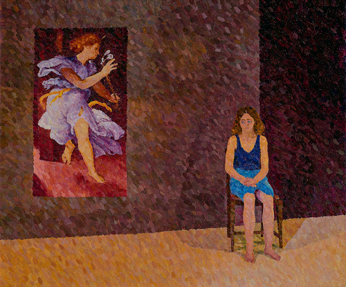 William Wilkins, recent paintings, Angel of the Annunciation with Seated Girl, 2021